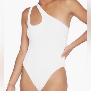 L*Space Phoebe Classic One-Shoulder Rib One-Piece Swimsuit size 10/L
